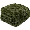 Whale Flotilla Coperta morbida, morbida, calda e soffice, per ogni stagione, 130 x 150 cm, verde oliva