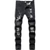 Foweknow Jeans da uomo strappati Y2K Denim Pantaloni lavati Slim Fit Jeans alla moda Destroyed Jeans a taglio dritto, ragazzi skateboard, pantaloni chino Hip Hop Streetwear, Nero , S
