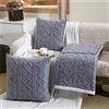 Surwin Jacquard Cuscino Coperta 2 in 1, Coperta da Viaggio Flanella Morbida e Accogliente Trapunta Estivo Supporto per Schiena Cuscino per Divano/Ufficio/Sedia (105x150cm,Grigio Chiaro)