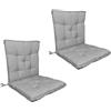 IlGruppone Set Cuscini Sedia Con Schienale Imbottiti Con Laccetti Banda Elastica Per Fissaggio Prodotto Italiano Sedie Poltrone Sdraio Reclinabili Cucina Giardino 40 x 80 Cm - Grigio - 2 Pezzi
