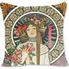 BONNIU Federa Copricuscino Decorativo con Cerniera 40X40 cm Federe Cuscini Velluto Ritratto Ragazza Vintage Art Deco - Mucha - La Trappistine 1897 AL059