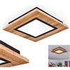 Lampada a soffitto LED Salmi, lampada a soffitto in metallo/MDF/plastica in nero/look legno/bianco, luce angolare (30 cm x 30 cm), 1200 lumen, 3000 K, LED 12 Watt