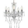 vidaXL Lampadario con Perle di Cristallo Rotondo 5 Lampadine E14 Lampada Soffitto Luce Pendente Base in Metallo Argento Gocce Acrilico Trasparente