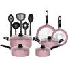VELKER - Batteria da Cucina a induzione 15 Pezzi - Kit pentole a induzione con Rivestimento Antiaderente Adatto a Tutti i Piani Cottura. Set pentole Cucina
