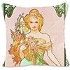 BONNIU Federa Copricuscino Decorativo con Cerniera 40X40 cm Federe Cuscini Velluto Ritratto Ragazza Vintage Art Deco - Mucha - Stagioni 1896 AL037