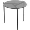Artloge Tavolino Salotto in Vetro Temperato: Rotondo Tavolino da caffè Tavolino Soggiorno Lato da Divano Tavolino Basso da fumo Metallo Nero, Diametro 50cm, Alto 50cm, Grigio Vetro