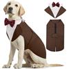 Kuoser Smoking per cani, set da sposa e bandana, abbigliamento per animali domestici, camicia formale per cuccioli con papillon rimovibile, costume per cani di taglia piccola, media e grande, vestito