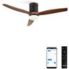 CREATE / WINDCALM DC/Ventilatore da soffitto con WIFI con luce, motore DC nero, con pale in legno scuro/Silenzioso, timer
