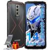 DOOGEE Blade10 PRO Rugged Smartphone 6,56 11mm Sottile, 16GB RAM + 256GB ROM (TF 2TB), 50MP+8MP, 5150mAh Octa-Core Telefono Indistruttibile, Android 14 Cellulari, Face ID/NFC/OTC/GPS Nero Rosso