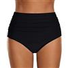 ABINGOO Slip Bikini a Vita Alta Vintage per Donna, Costume da Bagno da Donna, Culotte Gainante con Ventre Elastico, Slip Bikini da Spiaggia, Nero , S