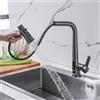 LakeBayMZC Rubinetto Lavello Cucina Con LED Della Temperatura,Con Doccetta Estraibile a 3 Modalità,Miscelatore Cucina Estraibile,Rubinetti Monocomando Cucina,Girevole a 360°,Pistola Grigio