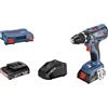Bosch Professional Trapano-avvitatore a batteria GSR 18V-28, 18V System (coppia di serraggio max. (materiale morbido/duro): 28/63 Nm, incl. 2 batterie da 2,0 Ah, caricabatteria GAL 18V-20, L-Case)