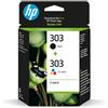 HP 303 Nero e Tricromia, Confezione da 2 Cartucce Inchiostro Originali - Stimato 200pg Nero / 165pg Colori - 3YM92AE