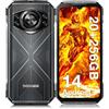 DOOGEE S cyber Rugged Smartphone, 20GB RAM + 256GB ROM, 10800mAh Telefono Indistruttibile, 6.58"FHD Cellulare Indistruttibile, 50MP+16MP+5MP Android 14 Face ID/Fingerprint/NFC/OTC/GPS, Nero Argento