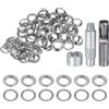 QUARKZMAN Kit di 100pz Strumento Occhielli 20mm Set Occhielli in Rame con Perforatore Fori Vuoti, Strumenti per Occhielli per Abbigliamento in Pelle Tessuto, Tono Argento
