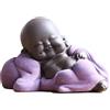 Qikuver Buddha Maitreya che ride, Statua di Buddha in ceramica Ornamento Scultura da tè Piccolo monaco Decor Set da tè per Home Office Decorazioni per auto Regalo Artigianato e arte (Viola)