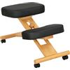 HOMCOM Sedia Ergonomica Posturale con Inginocchiatoio, Altezza Regolabile e Rotelle in Legno, Nero