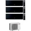 Mitsubishi CONDIZIONATORE MITSUBISHI TRIAL SPLIT KIRIGAMINE ZEN MSZ-EF NERO 7000+15000+18000 BTU WIFI INVERTER MXZ-3F68VF4 A++