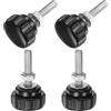 QUARKZMAN 4 Set M6 x 25mm Manopole Zigrinate Filettatura Maschio Viti Testa Zigrinata Dadi Rondelle, Impugnatura Manopola Bloccaggio 25mm Manopole Testa Plastica Viti Testa Zigrinata, Nero