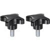 QUARKZMAN 2pz Pomelli a Stella M10 x 20mm Filettatura Maschio in Plastica 4 Stelle Manopola Perno Maniglia Filettata Ricambio Vite Serraggio Serraggio Manuale, Nero