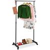 Relaxdays Stand Appendiabiti da Terra con Ruote, Attaccapanni Appendi Abiti, Altezza Regolabile 94-161x75,5x42,5cm, Nero, Acciaio