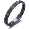 HALUKAKAH Bambini ● Jazz Junior ● Ragazzi Vera Pelle Treccia Fatta a Mano Nero Mix Rosso Bracciale 6-12 Anni. Titanio Smerigliata Chiusura Magnetica Taglia Regolabile 18-19.5cm con Confezione Regalo