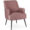 Konte.Design Poltrona ERNESTINE in tessuto rosa scuro e gambe in acciaio verniciato nero