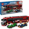 LEGO 60445 AUTOTRASPORTATORE F1 CON MONOPOSTO RB20 E AMR24 F1 CITY