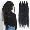PORSMEER Confezione da 20 ciocche di extension per dreadlock sintetici neri scuri per donne, dreadlock hippie fatti a mano, dreads morbidi in stile reggae, intrecciati all'uncinetto, per capelli da