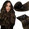 LaaVoo Extension Capelli Veri Clip 60 cm 120 grammi 7pcs Castano Scuro Balayage Marrone Chiaro Extension con Clip Remy Naturali Liscio Extension Clip Capelli Umani Lunghi Lisci Invisibile #2/8/2