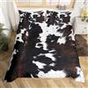 Loussiesd Set di letto in pelliccia di mucca Set copripiumino in pelle di vacchetta per capelli da donna e uomo in microfibra morbida e rustica in pelle di mucca Set copripiumino per letto singolo 2 pezzi