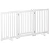 PawHut Cancellino per Cani Pieghevole a 3 Pannelli, Porta Centrale con Blocco, Struttura in MDF, 155x76cm Bianco|Aosom