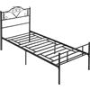 HOMCOM Struttura Letto Singolo in Acciaio 95x211x106cm, Doghe Integrate, Testiera e Pediera, Spazio Inferiore per Contenitori, Nero|Aosom