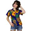 King Kameha Funky-Bluse-Camicie-Hawaiana, Manica-Corta, Pineapple-Hibiscus, Blu, 3XL