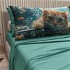 PETTI Artigiani Italiani - Lenzuola Animali con Gatti in Cotone con Federe in Stampa Digitale, Lenzuola Letto Singolo, Completo Letto Singolo Ottanio, 100% Made in Italy