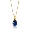 Miore Collana Donna Zaffiro Blu Oro Giallo 9 Kt / 375 con Catena, Catenina Cm 45
