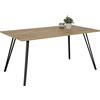 Hela Tische Oksana Tavolo da pranzo/cucina, in materiale a base di legno rivestito in melammina, finiture in rovere peltro, con gambe a V in metallo di colore nero, da 160 x 90 cm