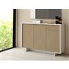 Dmora Credenza Aneto, Madia da Salotto, Buffet da Soggiorno a 3 Ante e 1 cassetto, 100% Made in Italy, 134x35h87 cm, Bianco e Beige