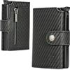 BODEGA Porta Carte Di Credito Schermato Nero Carbon, Portafoglio Uomo Slim In Pelle, Portatessere Uomo Tascabile Sistema Anticlonaggio, Portafoglio Piccolo Con Portamonete, Rfid Protection Resistente