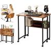 TYGYSDO Scrivania pieghevole 80 cm - Tavolo pieghevole per computer con ruote, salvaspazio, ideale per ufficio e piccoli spazi - Tavolo pieghevole per lavori flessibili (80 x 58 x 75 cm) (caffè