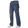 Ze ENZO Pantaloni Jeans Denim Cargo da Combattimento Firmati per Uomo Stonewash Medio 32W / 34L