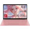 LONGEVINCE PC Portatile Notebook,Display FHD da 15,6,Celeron N95(Fino a 3.4GHZ),16GB RAM DDR4 256GB SSD,retroilluminata,Fingerprint,USB3.0,Win 11 Pro con mouse e pellicola tastiera italiana-Oro rosa