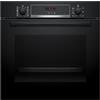 Bosch HQA574BB3 Serie 4, Forno con vapore da incasso, Pirolisi: pulizia del forno senza sforzo, Display LED rosso, 10 programmi automatici, Nero, 60 x 60 cm