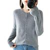 Dcvmvmn Cardigan lavorato a maglia in cashmere con scollo rotondo da donna, Grigio 9, M