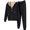 MJGkhiy Tuta Donna In Pile Con Cerniera Invernale Caldo Felpata Completo 2 Pezzi Felpa Zip e Cappuccio e Pantaloni Felpati Tute da Ginnastica in Pile Vello Foderato Completa Sportiva Abbigliamento