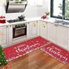 CAROMIO Tappeto da cucina Merry Christmas, in lino, motivo natalizio con fiocchi di neve, decorazione da cucina, antiscivolo, lavabile, 40 x 60 cm + 40 x 120 cm