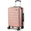 Amazon Basics, Bagaglio a Mano Rigido Espandibile, Bagaglio da Viaggio in ABS con 4 Ruote Girevoli Doppie, Struttura Leggera e Resistente ai Graffi, 37,5cm x 25,5cm x 55cm, Colore Oro Rosa