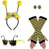 Sinwind Costume Ape Accessori, 6 PCS Kit di Accessori per Costumi da Ape con Cerchietto Ape, Ape Occhiali, Orecchini Ape, Ape Strisce Giallo e Nero Guanti Lunghi per Cosplay Festa Di Carnevale (Ape)