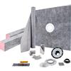 VEVOR Kit piatto doccia 1219 x 1219 mm, soglia doccia impermeabile con scarico centrale ABS, griglia in acciaio inossidabile 10 cm, 2 bordi per doccia e cazzuola tagliabili, piatto doccia per bagno