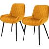 ML DESIGN modern living ML-Design Set 2 Sedie da Pranzo Cucina con Schienale Giallo Ocra Poltroncina da Soggiorno Rivestimento in Velluto Seduta Imbottita Gambe in Metallo Design Moderno ed Elegante Sedia Scrivania Studio
